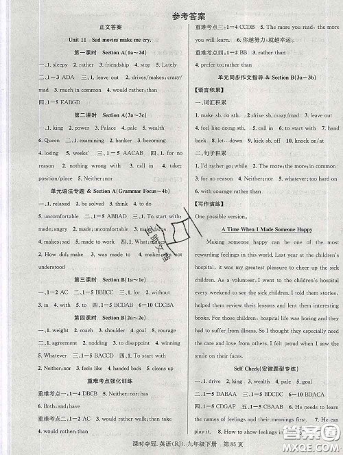 安徽师范大学出版社2020新版课时夺冠九年级英语下册人教版安徽专版答案 安徽师范大学出版社2020新版课时夺冠九年级英语下册人教版安徽专版答案