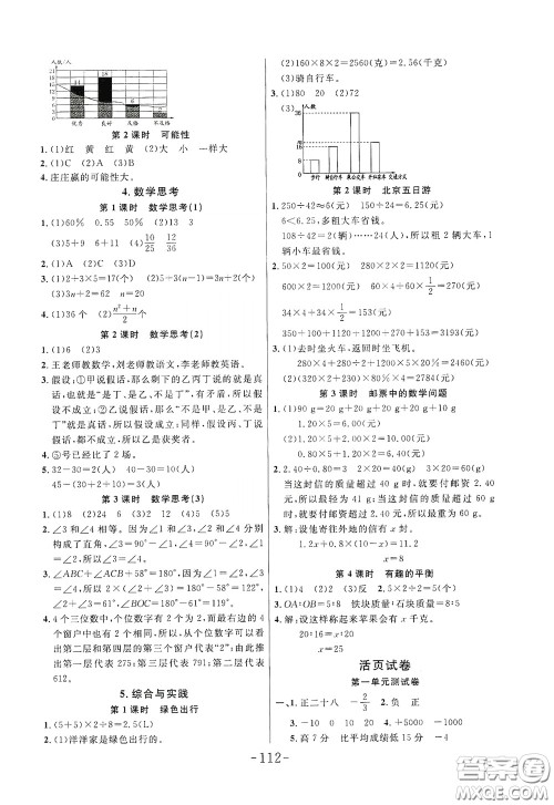延边大学出版社2020小状元随堂作业六年级数学下册人教版答案