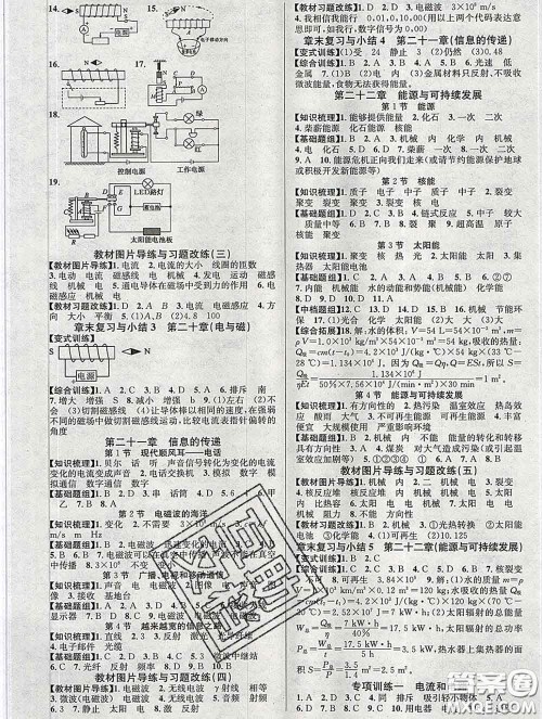 安徽师范大学出版社2020新版课时夺冠九年级物理下册人教版答案