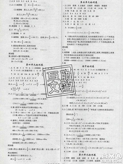 延边大学出版社2020新版新领程丛书新领程六年级数学下册苏教版参考答案