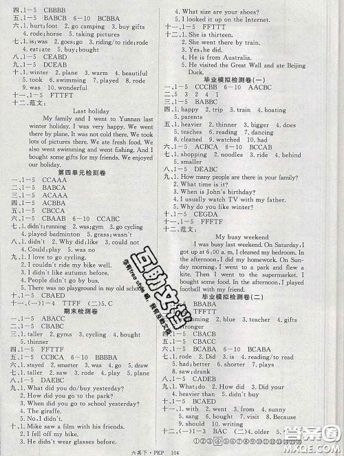 延边大学出版社2020新版新领程丛书新领程六年级英语下册人教版参考答案