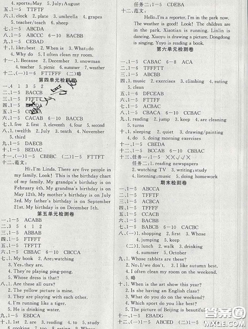 延边大学出版社2020新版新领程丛书新领程五年级英语下册人教版参考答案 延边大学出版社2020新版新领程丛书新领程五年级英语下册人教版参考答案