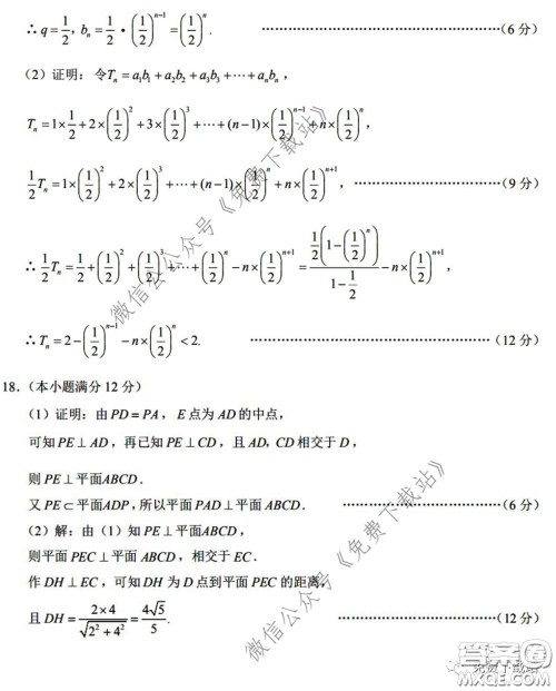 衡水中学2020年高三下学期第八次调研考试文科数学试题及答案