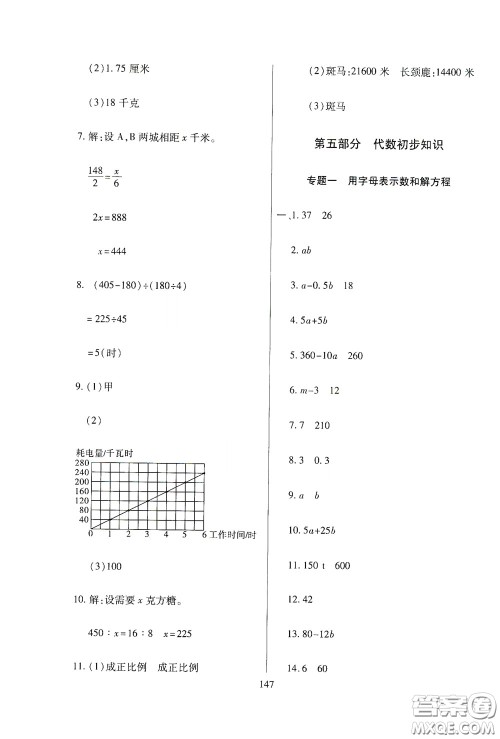 全国百所著名中学2020年小升初招生分班真题分类卷数学答案