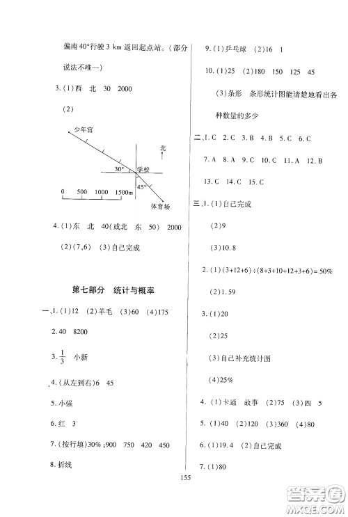 全国百所著名中学2020年小升初招生分班真题分类卷数学答案