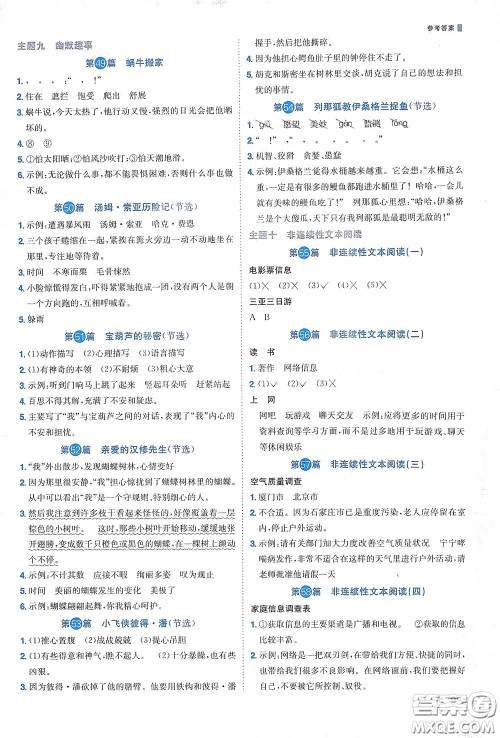 江西教育出版社2020阳光同学阅读真题80篇五年级彩虹版答案 江西教育出版社2020阳光同学阅读真题80篇五年级彩虹版答案