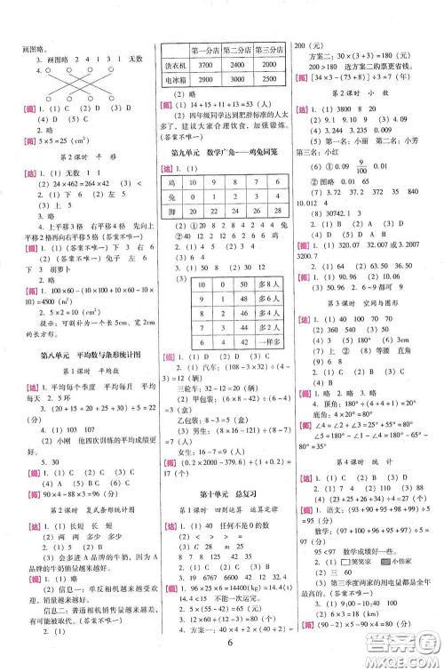 海南出版社2020云南师大附小一线名师巧学精练四年级数学下册人教版答案