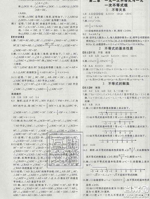 延边大学出版社2020新版新领程丛书新领程八年级数学下册北师版参考答案