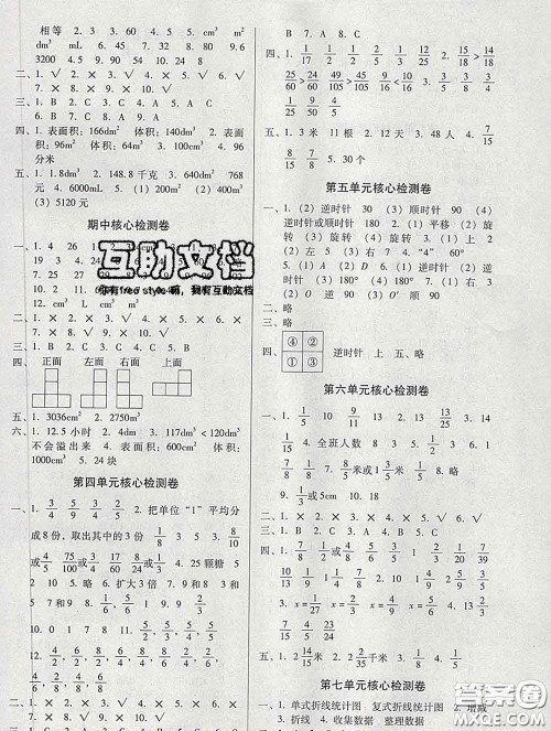 2020新版名校名师培优作业本加核心试卷五年级数学下册人教版答案