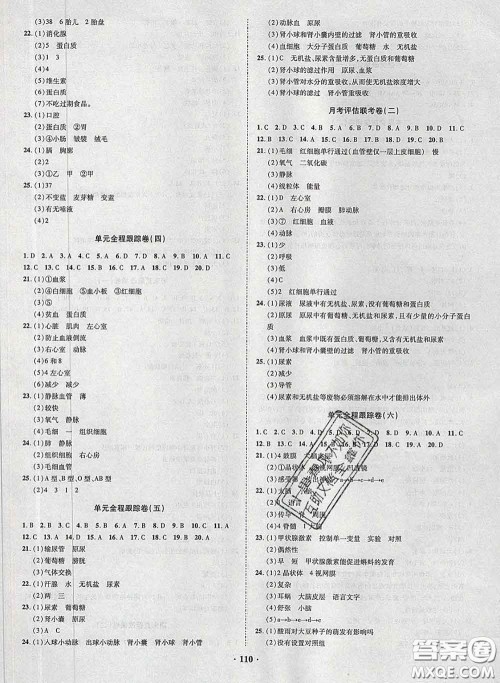 2020新版金榜名题单元加期末卷七年级生物下册人教版参考答案