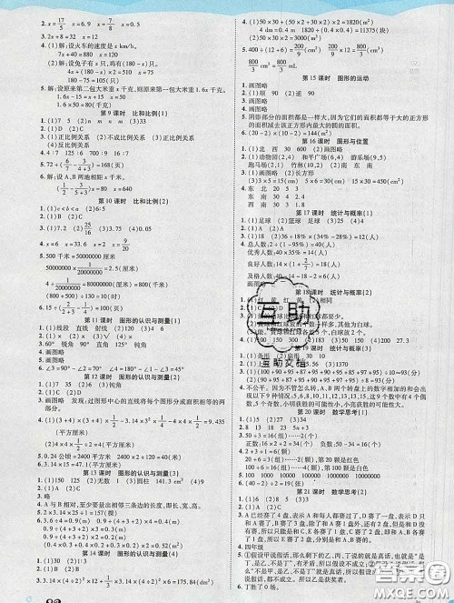 中州古籍出版社2020春黄冈课课练六年级数学下册人教版答案