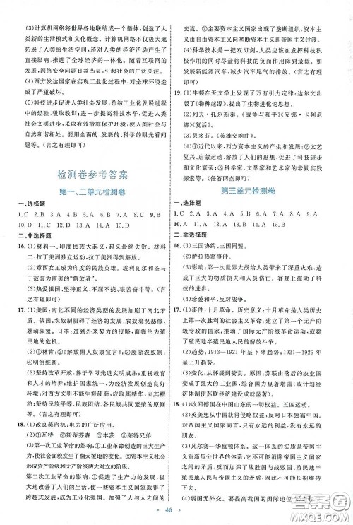 内蒙古教育出版社2020学习目标与检测九年级历史下册人教版答案 内蒙古教育出版社2020学习目标与检测九年级历史下册人教版答案