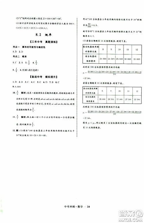 2020年夺冠百分百中考冲刺数学福建专版参考答案