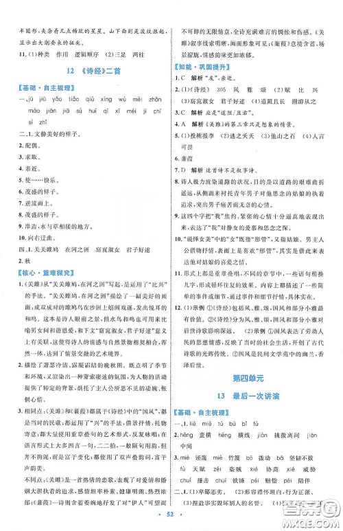 内蒙古教育出版社2020学习目标与检测八年级语文下册人教版答案 内蒙古教育出版社2020学习目标与检测八年级语文下册人教版答案