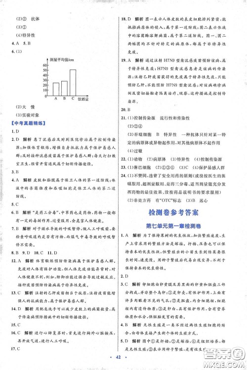 内蒙古教育出版社2020学习目标与检测八年级生物学下册人教版答案 内蒙古教育出版社2020学习目标与检测八年级生物学下册人教版答案