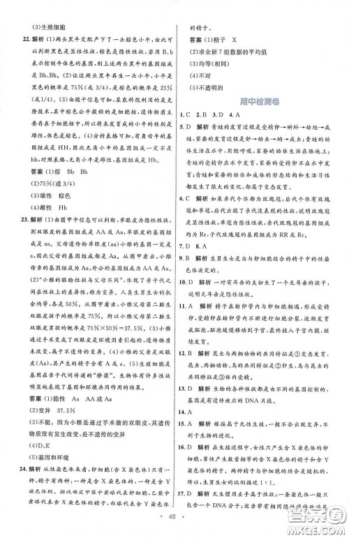 内蒙古教育出版社2020学习目标与检测八年级生物学下册人教版答案 内蒙古教育出版社2020学习目标与检测八年级生物学下册人教版答案