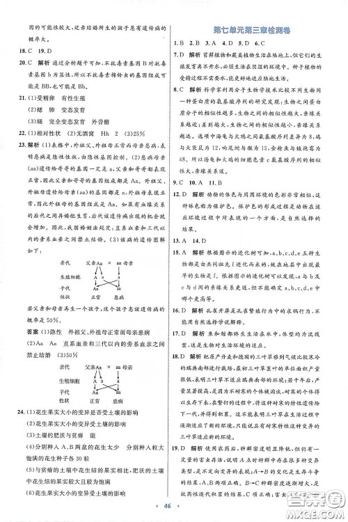 内蒙古教育出版社2020学习目标与检测八年级生物学下册人教版答案 内蒙古教育出版社2020学习目标与检测八年级生物学下册人教版答案