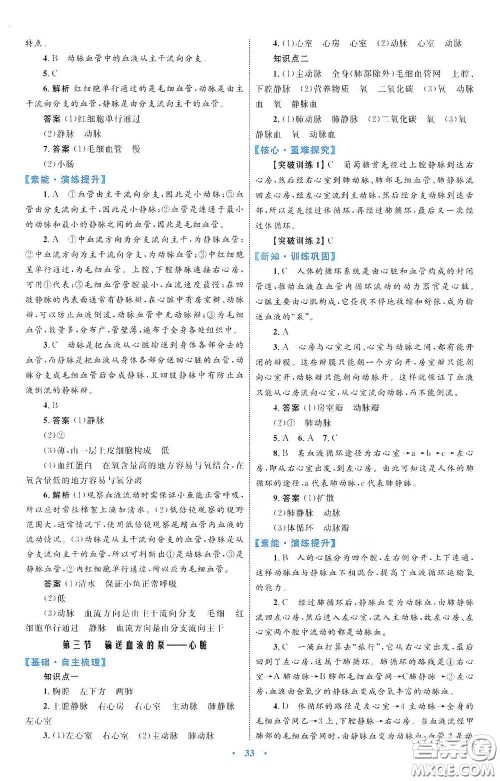 内蒙古教育出版社2020学习目标与检测七年级生物学下册人教版答案 内蒙古教育出版社2020学习目标与检测七年级生物学下册人教版答案