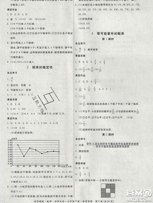 2020春名师小课堂同步精练七年级数学下册北师版答案