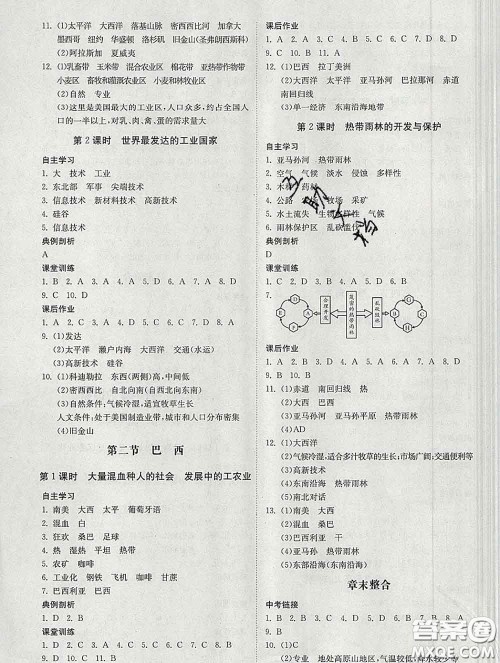 2020春名师小课堂同步精练七年级地理下册人教版答案 2020春名师小课堂同步精练七年级地理下册人教版答案