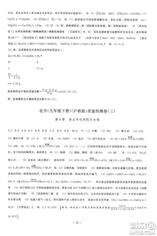 福建人民出版社2020顶尖课课练九年级化学下册沪教版答案 福建人民出版社2020顶尖课课练九年级化学下册沪教版答案