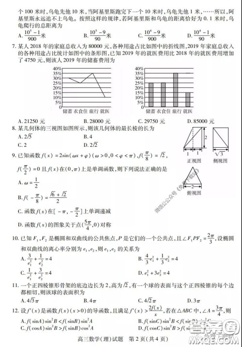 运城市2020年高三4月调研测试理科数学试题及答案