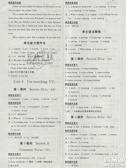 2020新版标准课堂作业七年级英语下册人教版参考答案