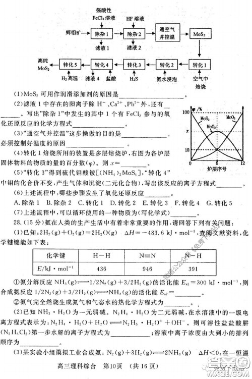 洛阳市2019-2020学年高中三年级第二次统一考试理科综合试题及答案