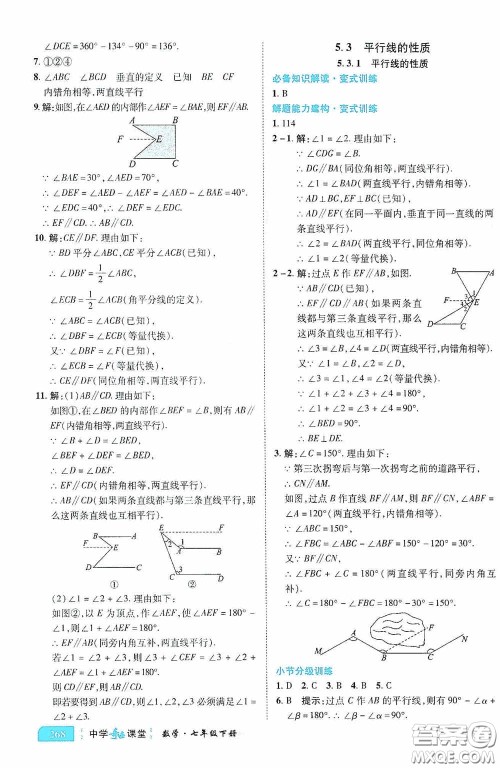 世纪英才中学奇迹课堂2020期末专题总复习七年级数学下册人教版教材答案