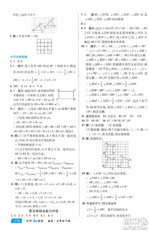 世纪英才中学奇迹课堂2020期末专题总复习七年级数学下册人教版教材答案