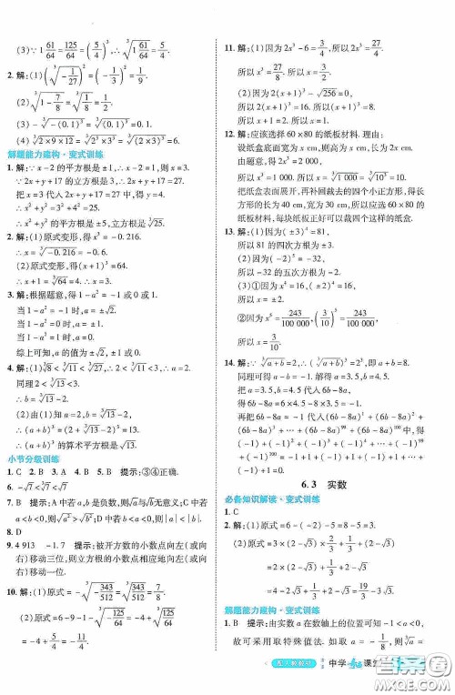 世纪英才中学奇迹课堂2020期末专题总复习七年级数学下册人教版教材答案