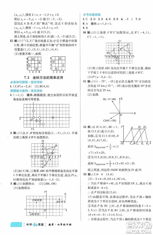 世纪英才中学奇迹课堂2020期末专题总复习七年级数学下册人教版教材答案