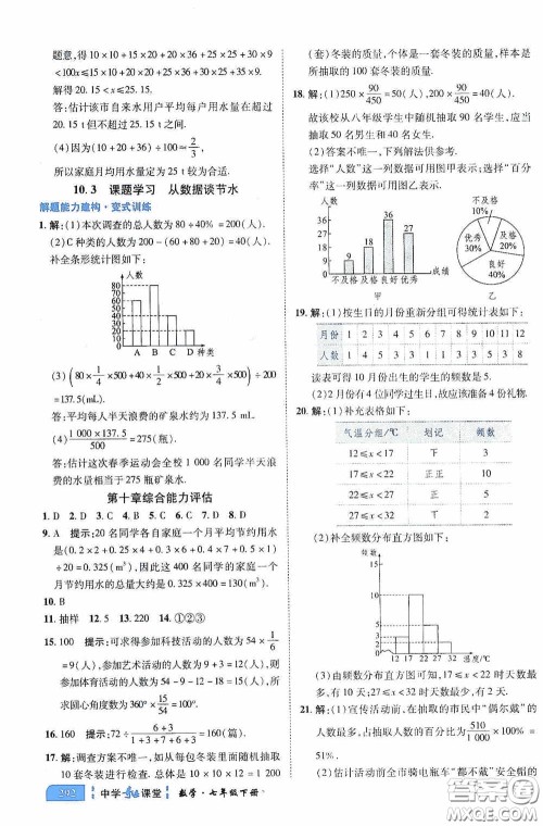 世纪英才中学奇迹课堂2020期末专题总复习七年级数学下册人教版教材答案