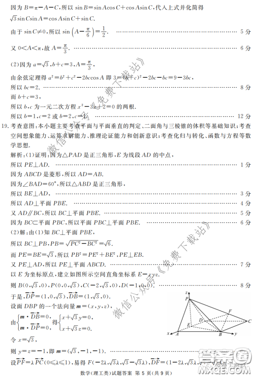 2020年四川九市联考内江广安等高三第二次模拟考试理科数学试题及答案 2020年四川九市联考内江广安等高三第二次模拟考试理科数学试题及答案