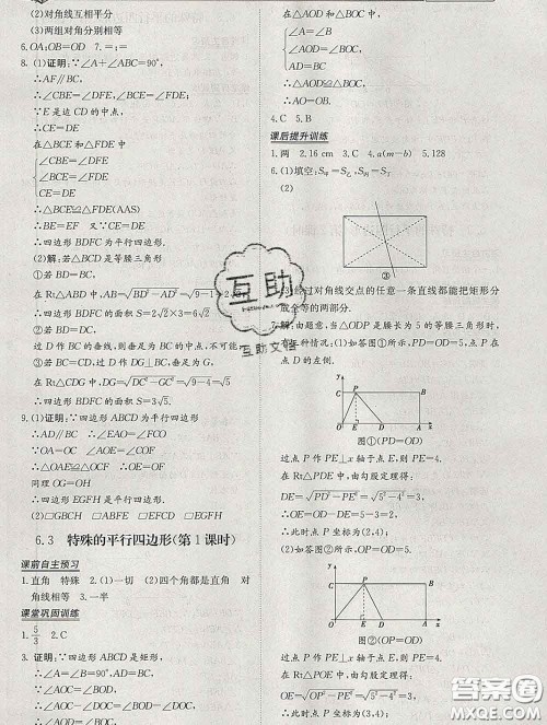 2020新版标准课堂作业八年级数学下册青岛版参考答案