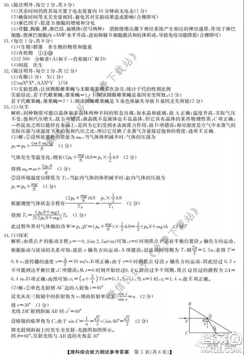 2020年安徽省江南十校综合素质检测理科综合试题及答案