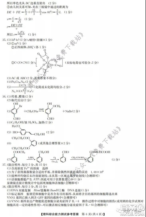 2020年安徽省江南十校综合素质检测理科综合试题及答案 2020年安徽省江南十校综合素质检测理科综合试题及答案