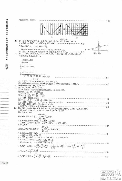 人民教育出版社2020同步解析与测评初中总复习指导与训练数学答案