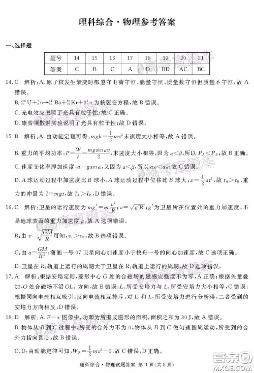 2020年四川九市联考内江广安等高三第二次模拟考试理科综合试题及答案