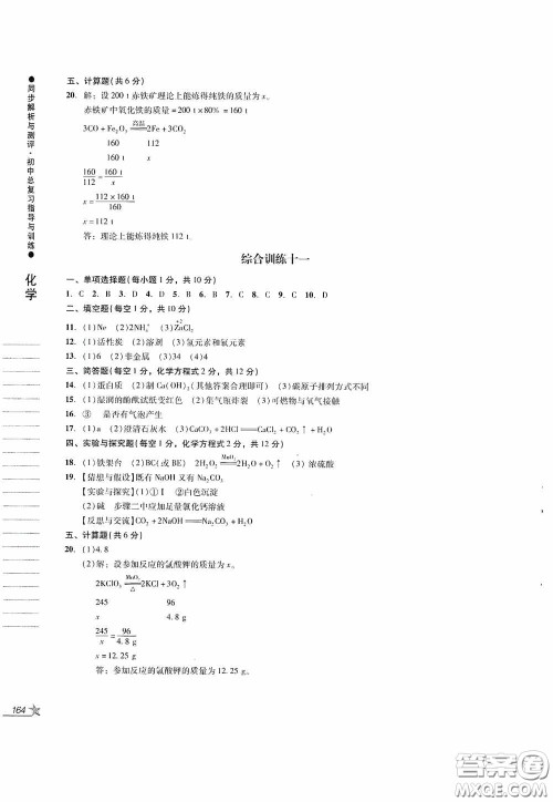 人民教育出版社2020同步解析与测评初中总复习指导与训练物理化学答案 人民教育出版社2020同步解析与测评初中总复习指导与训练物理化学答案