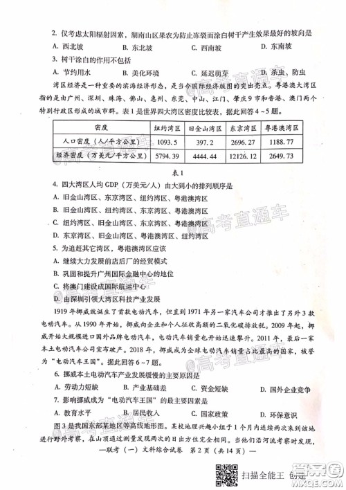 衡阳2020届高中毕业班联考一文科综合试题及答案 衡阳2020届高中毕业班联考一文科综合试题及答案