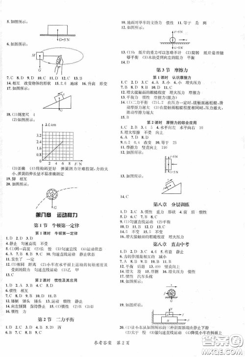 新疆青少年出版社2020高效课堂八年级物理下册人教版答案