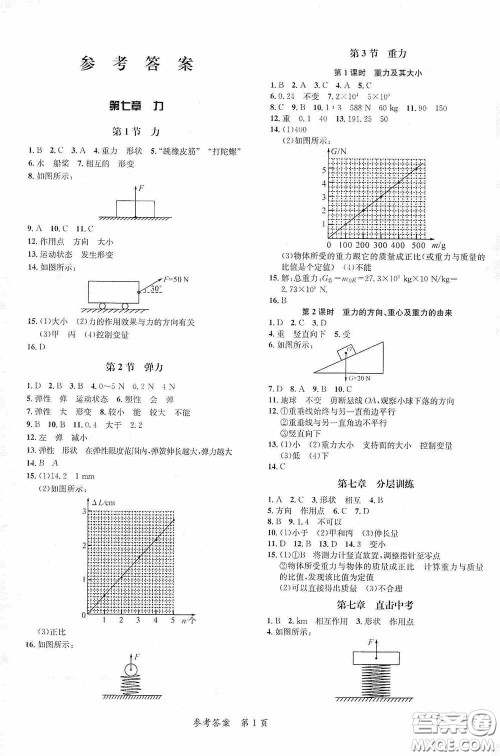 新疆青少年出版社2020高效课堂八年级物理下册人教版答案