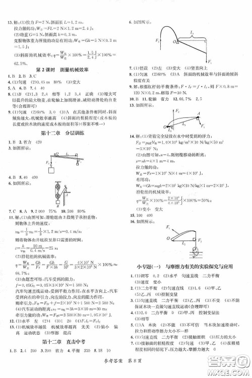 新疆青少年出版社2020高效课堂八年级物理下册人教版答案