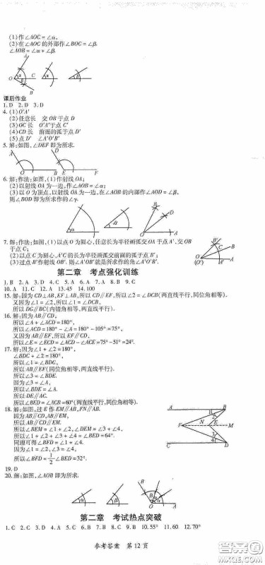 新疆青少年出版社2020高效课堂七年级数学下册北师大版答案