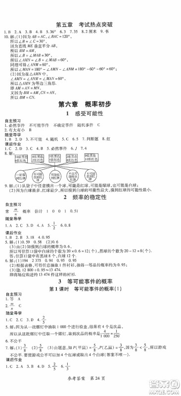 新疆青少年出版社2020高效课堂七年级数学下册北师大版答案