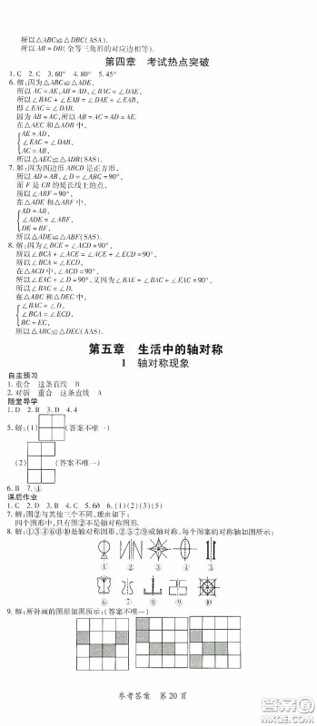 新疆青少年出版社2020高效课堂七年级数学下册北师大版答案