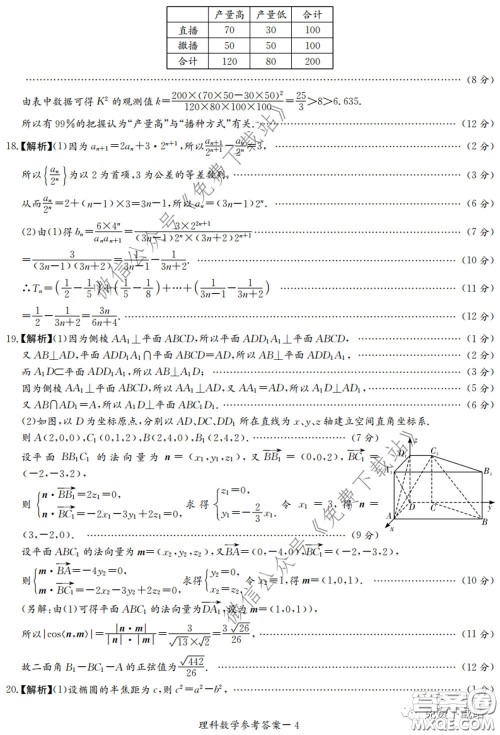 广西2020届高中毕业班第一次适应性测试理科数学试题及答案