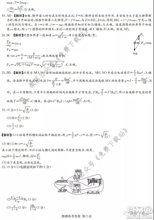 广西2020届高中毕业班第一次适应性测试理科综合试题及答案