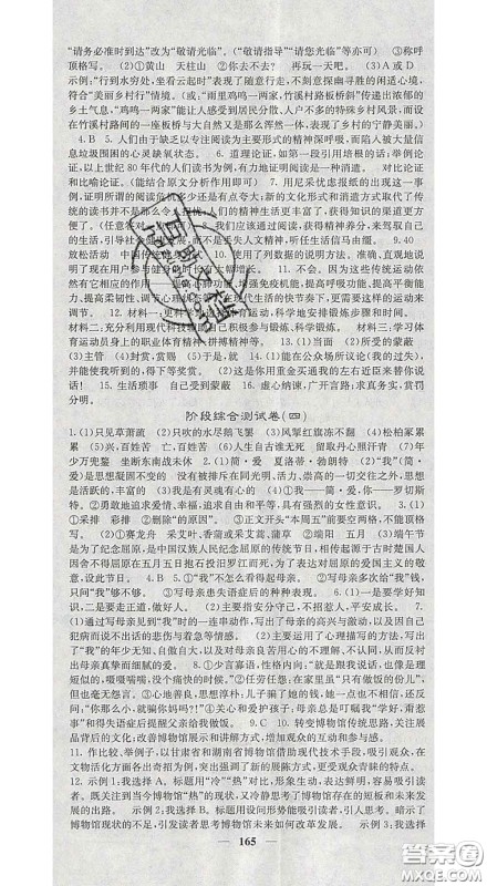 2020春名校课堂内外九年级语文下册人教版安徽专版答案